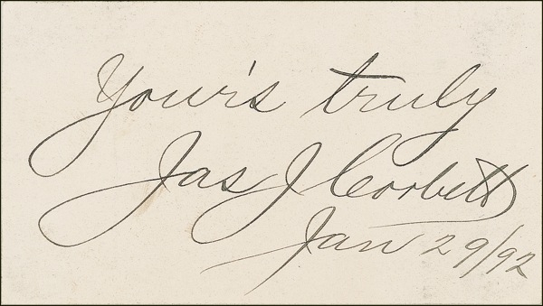 Lot 1349 James J. Corbett: ?Gentleman Jim? signs before winning the world championship
