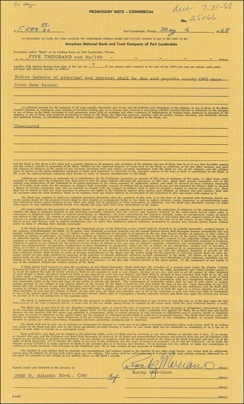 Lot 1437 Rocky Marciano Signed Document