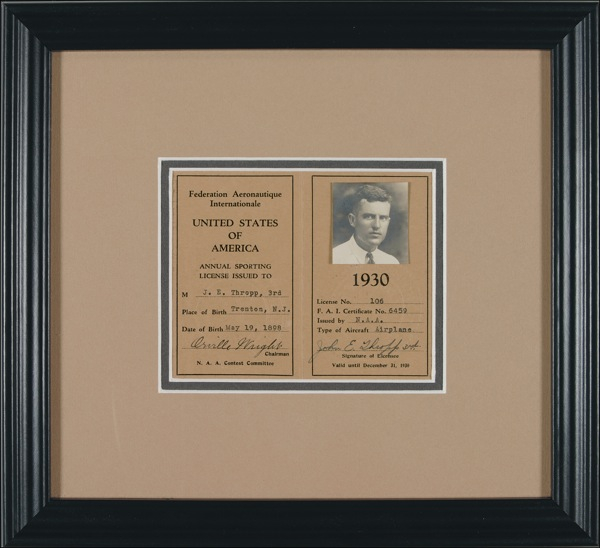 Lot 534 Orville Wright Pilotâ??s License