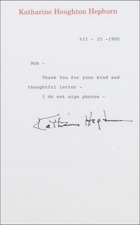 Lot #1065 Katharine Hepburn Typed Letter Signed - Image 3