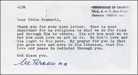 Lot #265 Mother Teresa Typed Letter Signed - Image 1