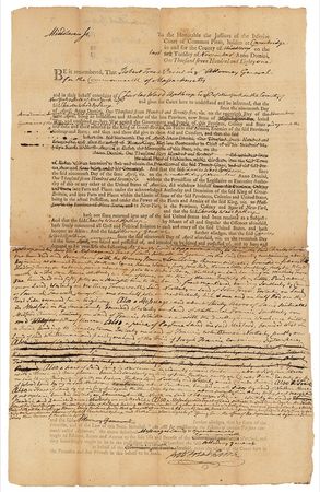 Lot #184 Declaration of Independence: Paine, Robert Treat: Attaching the property of a crown loyalist - Image 1