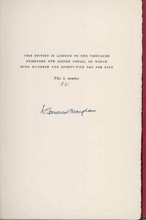 Lot #598 W. Somerset Maugham Book - Image 1