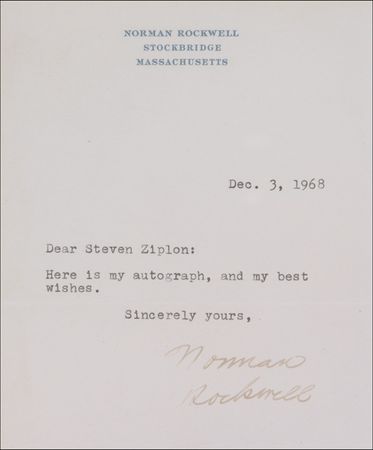 Lot #621 Norman Rockwell Typed Letter Signed - Image 2