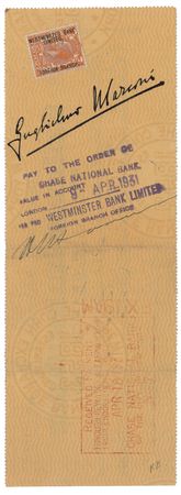 Lot #257 Guglielmo Marconi Endorsement - Image 2