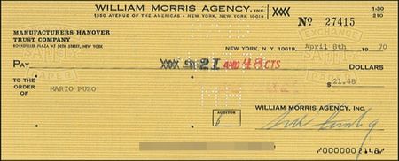 Lot #613 Mario Puzo: He couldn’t refuse: PUZO signs a Godfather refund check - Image 2