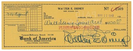 Lot #669 Walt Disney Check - Image 2