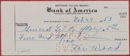 Lot #1557 Joe Wood Check - Image 2