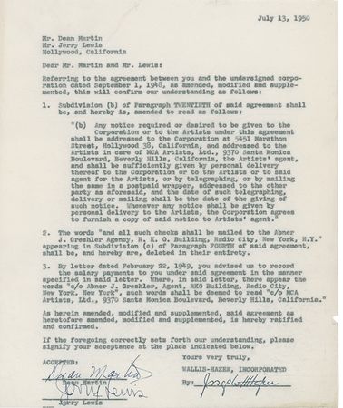 Lot #1123 Dean Martin and Jerry Lewis Signed Document - Image 1