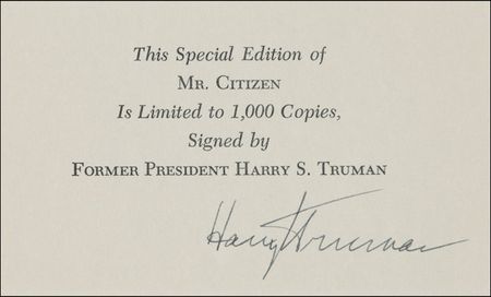 Lot #133 Harry S. Truman Signed Book Page - Image 2