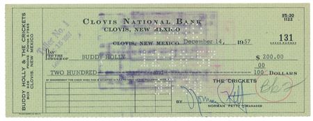 Lot #786 Buddy Holly and the Crickets: THAT’LL BE THE PAYDAY: Business checks endorsed by BUDDY HOLLY and the CRICKETS - Image 3