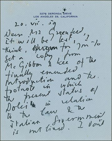 Lot #583 Aldous Huxley Handwritten Letter Signed - Image 1