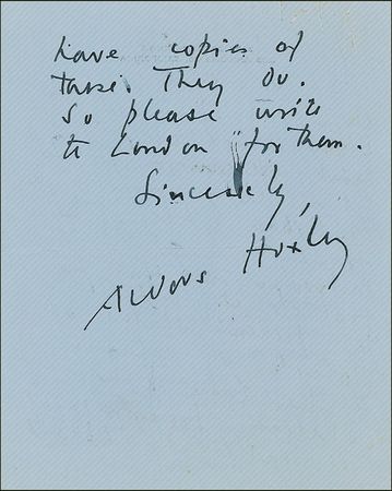 Lot #583 Aldous Huxley Handwritten Letter Signed - Image 2