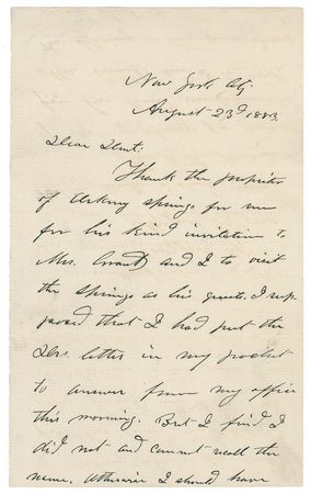 Lot #51 U. S. Grant: Westward Ho: “On Thursday next I start for the Pacific Coast, over the North Pacific Road” - Image 1
