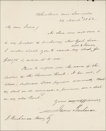 Lot #7 James Buchanan: Financial matters during