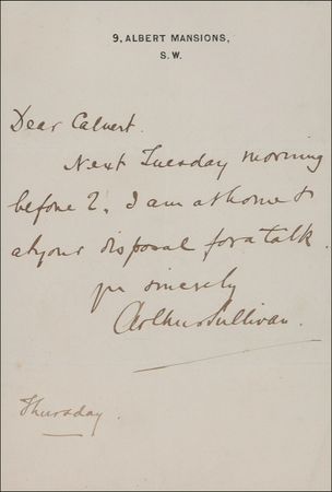 Lot #867 Arthur Sullivan Handwritten Letter Signed - Image 2