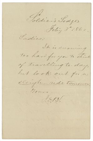 Lot #395 J. E. B. Stuart: AN OFFICER AND A GENTLEMAN: Ladies’ man J. E. B. STUART seeks female company for a wartime sleigh ride - Image 1
