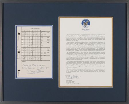 Lot #408 Buzz Aldrin: DEFINING MOMENT: Original page from the Guidance and Navigation Dictionary flown on the APOLLO 11 mission - Image 1