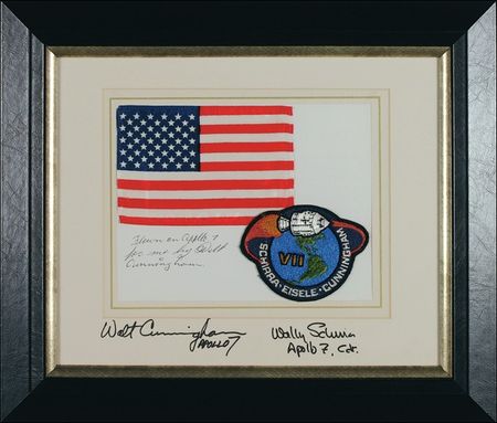 Lot #415 Apollo 07: STAR SPANGLED SOUVENIR: Flown American flag from the APOLLO 7 mission - Image 1