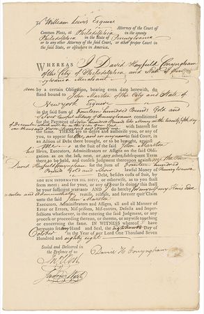 Lot #343 Clement Biddle Signed Document - Image 1