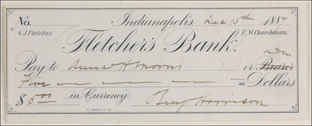 Lot #68 Benjamin Harrison Check - Image 2