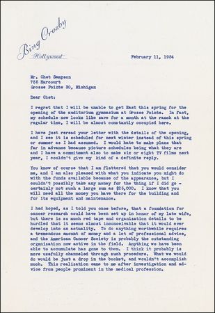 Lot #832 Bing Crosby: His philanthropic activities and the “odious practice” of a beer advertisement - Image 1