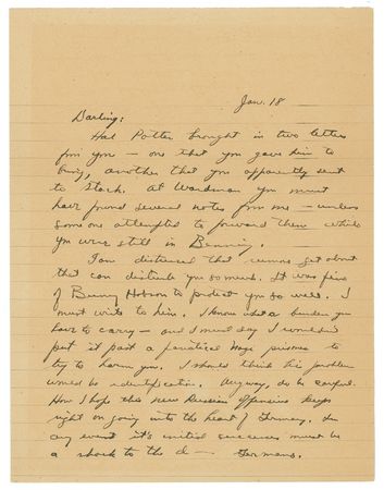 Lot #48 Dwight D. Eisenhower: Months before V-E Day, IKE writes to wife MAMIE on the success of ?this new Russian offensive? and worries about possible harm to her by ?a fanatical Nazi prisoner? - Image 1