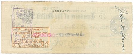 Lot #260 John Nance Garner: Endorsing a vice-presidential paycheck - Image 2