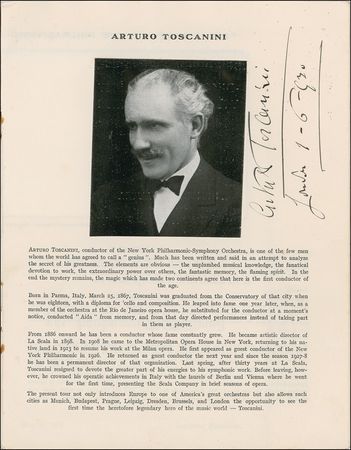 Lot #727 Arturo Toscanini Program - Image 1
