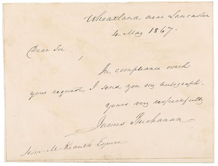 Lot #8 James Buchanan Handwritten Letter Signed