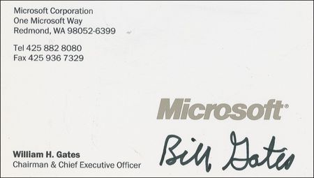 Lot #262. Bill Gates Business Card