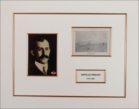 Lot #460 Orville Wright: Orville signs a photo of the Wrights’ historic first flight - Image 1