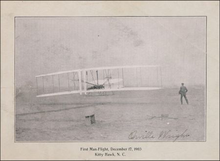 Lot #460 Orville Wright: Orville signs a photo of the Wrights’ historic first flight - Image 2