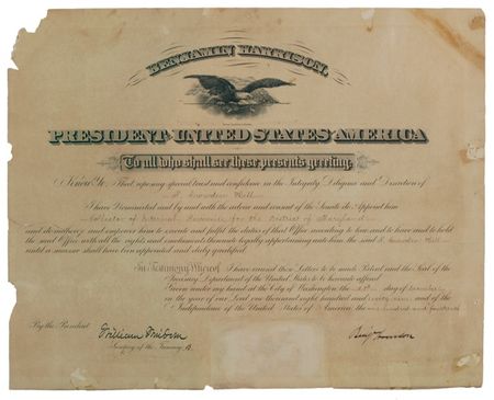 Lot #70 Benjamin Harrison Signed Document - Image 1