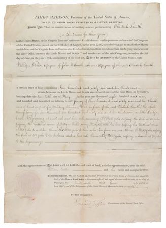Lot #103 James Madison Signed Document - Image 1