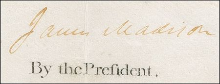 Lot #101 James Madison and James Monroe: Signing a ship?s papers months before the outbreak of the War of 1812 - Image 2