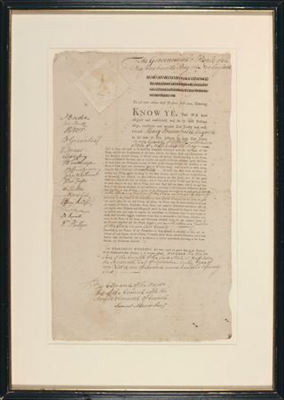 Lot #179 Samuel Adams: YEAR OF INDEPENDENCE: SAMUEL ADAMS signs a 1776 appointment bearing a handwritten negation of George III’s authority - Image 1