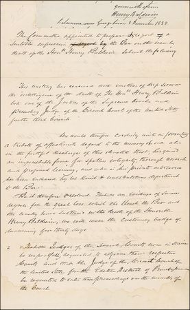 Lot #323 Supreme Court: Baldwin, Henry: A memorial tribute to a Supreme Court Justice - Image 1