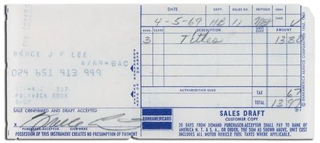 Lot #968 Bruce Lee Credit Card Receipt - Image 1