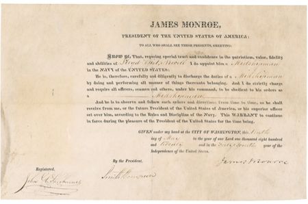 Lot #107 James Monroe: Appointing a midshipman who would commit suicide four decades later - Image 1