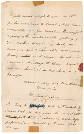 Lot #500 Washington Irving: “Almost as enthusiastic about you as she used to be about Fanny Kemble” - Image 2