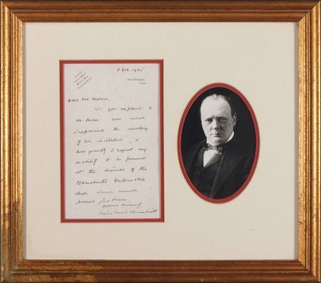 Lot #196 Winston Churchill: Tire pressure? A busy CHURCHILL regrets his inability to attend a 1905 dinner of the Manchester Automobile Club - Image 1