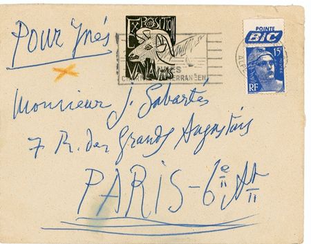 Lot #515 Pablo Picasso Addressed and Signed Envelope - Image 1