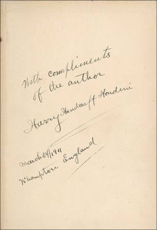 Lot #939 Harry Houdini: Unmasked: HOUDINI signs his famous ?unmasking? of Robert-Houdin - Image 1