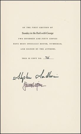 Lot #711 Stephen Sondheim and James Lapine Book - Image 1