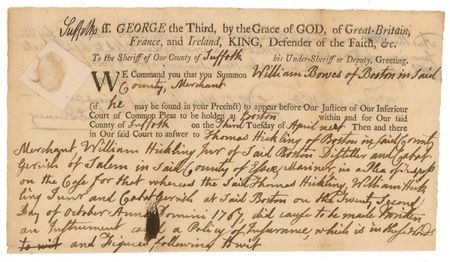 Lot #206 Declaration of Independence: Adams, John: LAW & ORDER: Lawyer and patriot JOHN ADAMS endorses a pre-Revolutionary legal document - Image 1