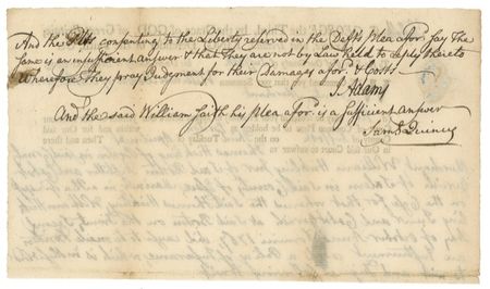 Lot #206 Declaration of Independence: Adams, John: LAW & ORDER: Lawyer and patriot JOHN ADAMS endorses a pre-Revolutionary legal document - Image 2