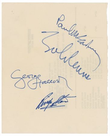 Lot #592 Beatles: COME TOGETHER: All four BEATLES sign on the set of HELP! - Image 1