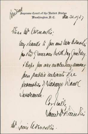 Lot #325 Supreme Court: Brandeis, Louis D. Handwritten Letter Signed - Image 1