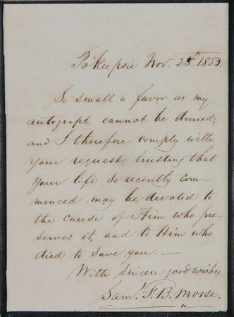 Lot #298 Samuel F. B. Morse: “Him who died to save you”: MORSE sends a devotional sentiment - Image 2